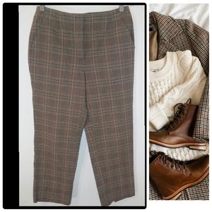 Boho Plaid Ankle Capris Beige Cropped Light Academia Trouser Pant by Talbots W29